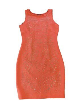 Rampage NWT Womens Coral Pink Rhinestone Dress M Geometric Bodycon Party Club